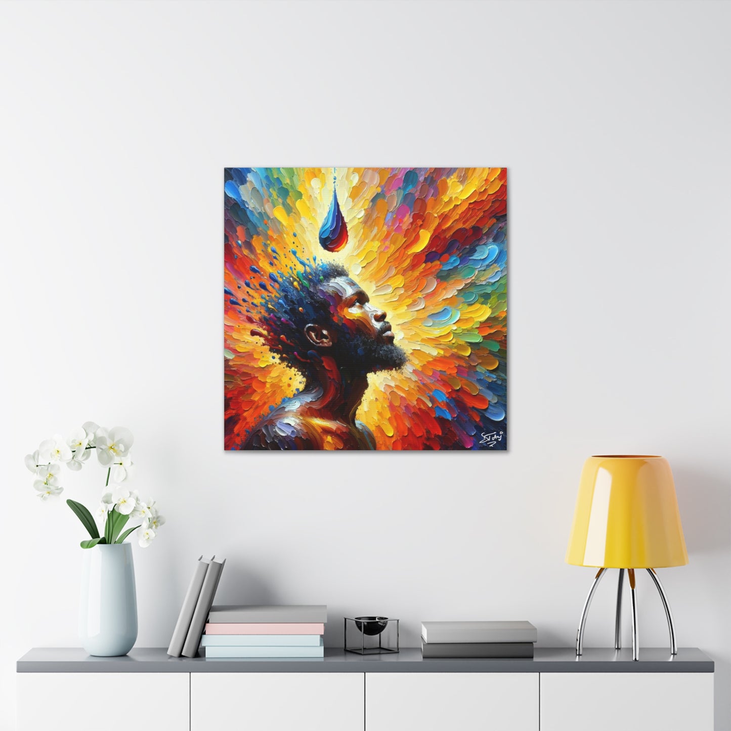 Art Print, Afro-Caribbean Man, "One Drop" Oil Finish, West Indian Ethnicity, Cultural, Heritage, Abstract, Canvas Gallery Wrap