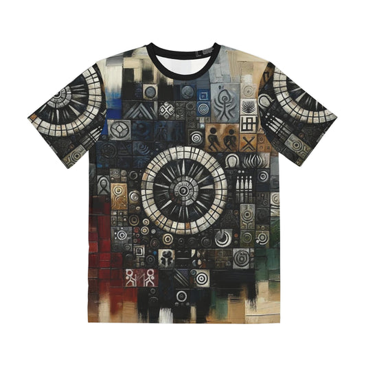 Men's Brushed Polyester Short Sleeve Tee (AOP), "Abstract African Print"