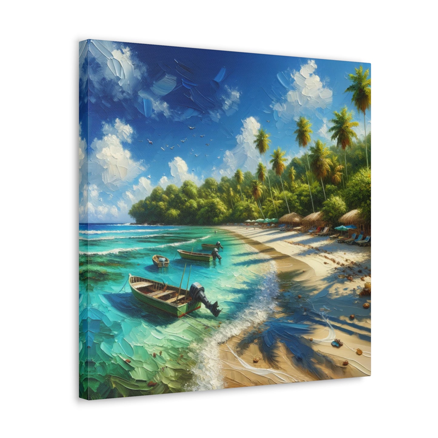 Art Print#2 of Caribbean Beach Scene, Swallows Beach, Tobago, West Indian Art, Canvas Gallery Wraps