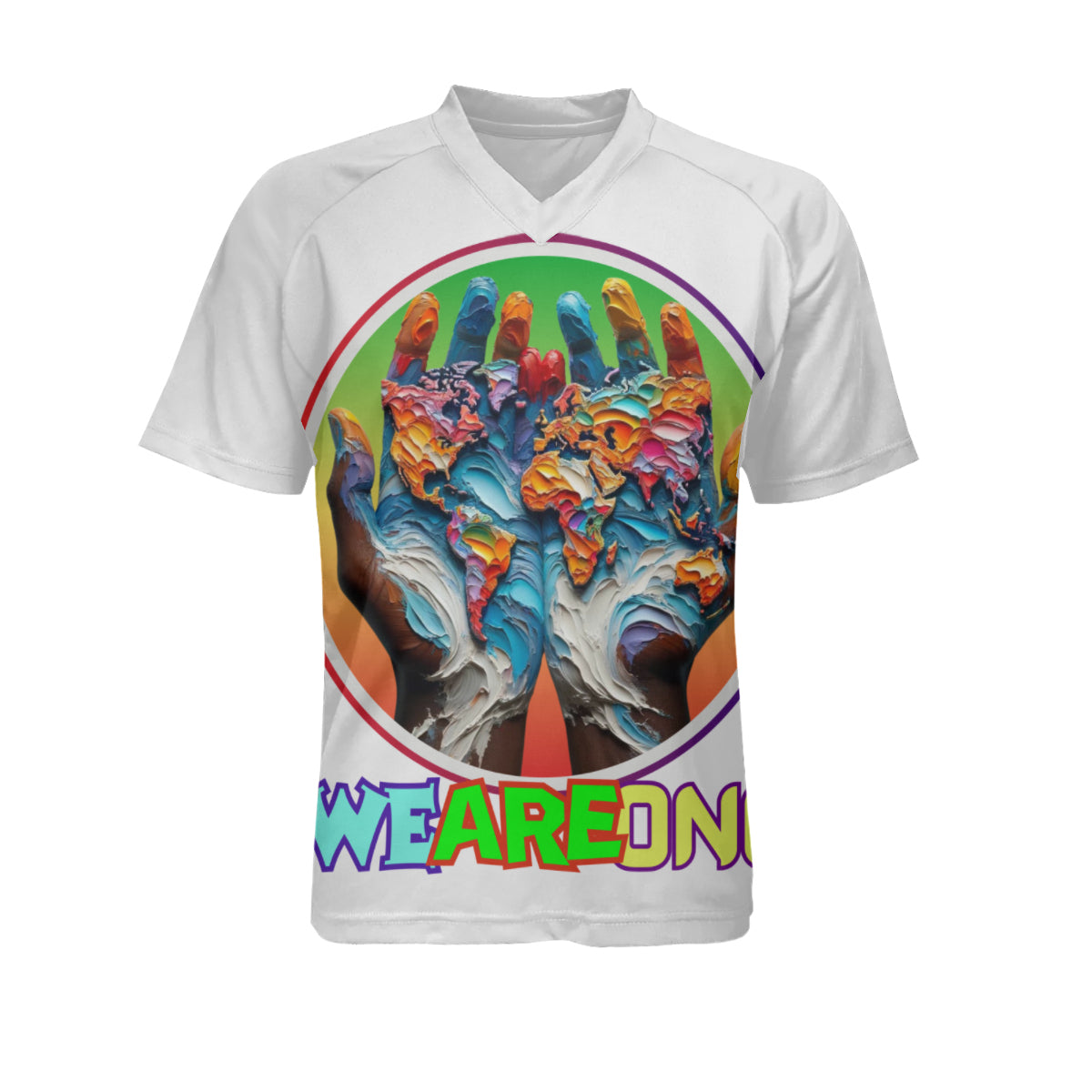 Men's V-Neck Polyester T-Shirt "We Are One"