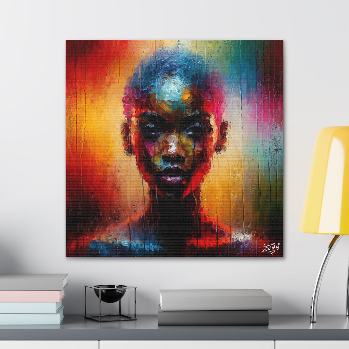 Art Print, Afro-Caribbean Woman in Sauna (2), Oil Finish, West Indian Ethnicity, Cultural, Heritage, Semi-Abstract, Canvas Gallery Wrap