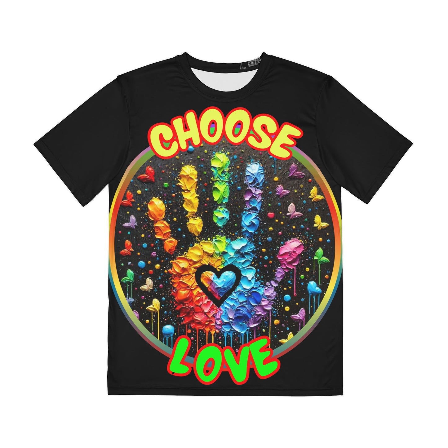 Men's Brushed Polyester Short Sleeve Tee (AOP), "Choose Love"