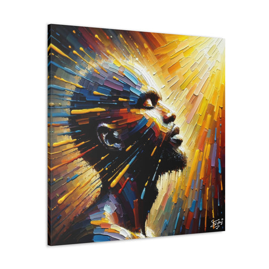 Art Print, Afro-Caribbean Man, "Bright Light" Oil Finish, West Indian Ethnicity, Cultural, Heritage, Abstract, Canvas Gallery Wrap