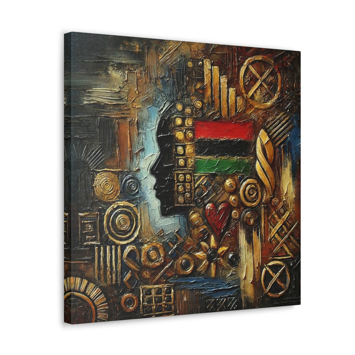 Art Print, African Print, Black Power, African Mask, Abstract Oil Finish, Unity, One Love, Canvas Gallery Wrap