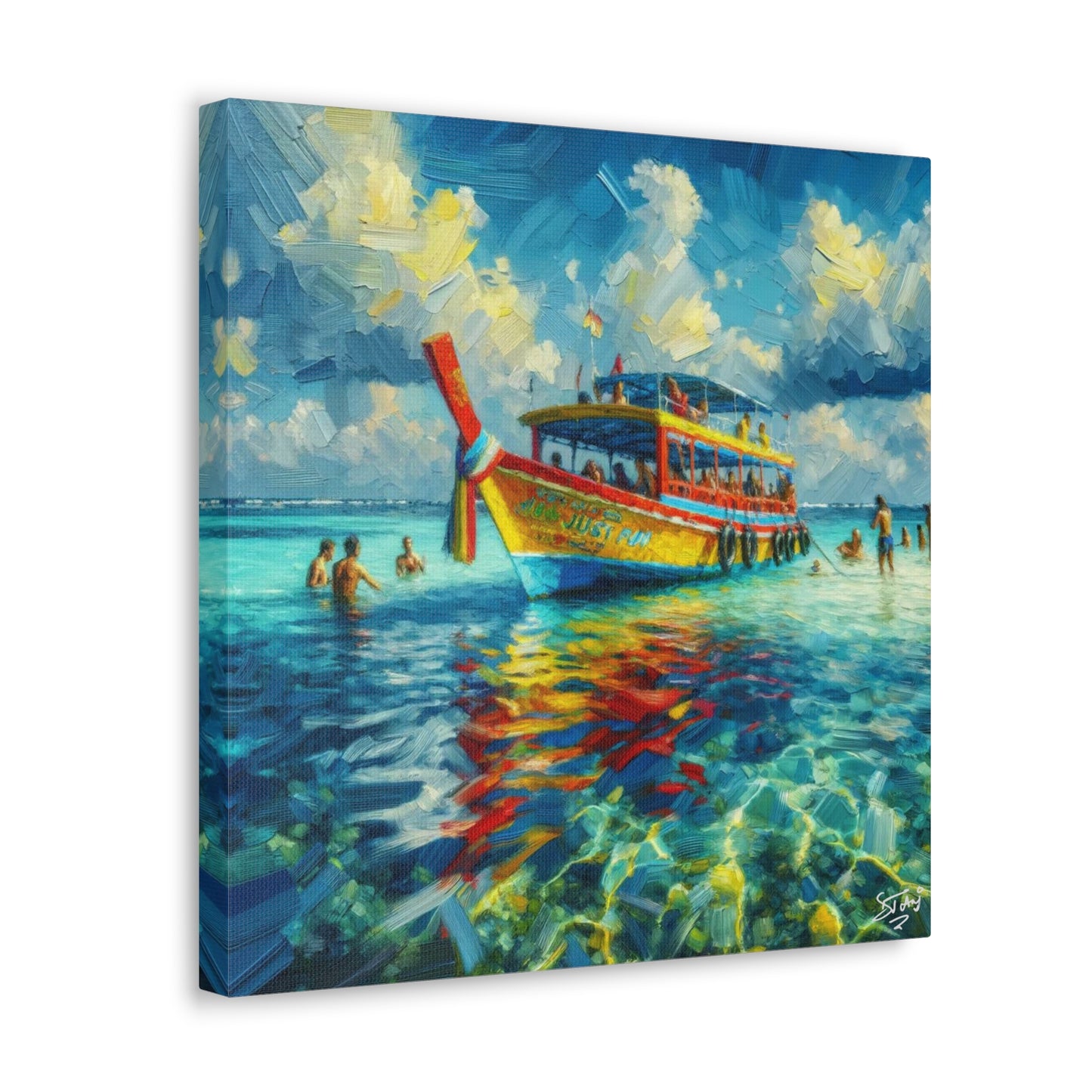 Art Print of Caribbean Beach Scene, Nylon Pool, Tobago, West Indian Art, Canvas Gallery Wraps