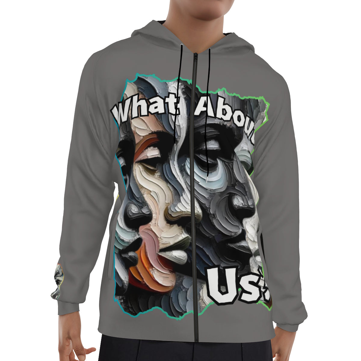 Men's Lightweight Zip Up Hoodie | Polyester "What About Us"