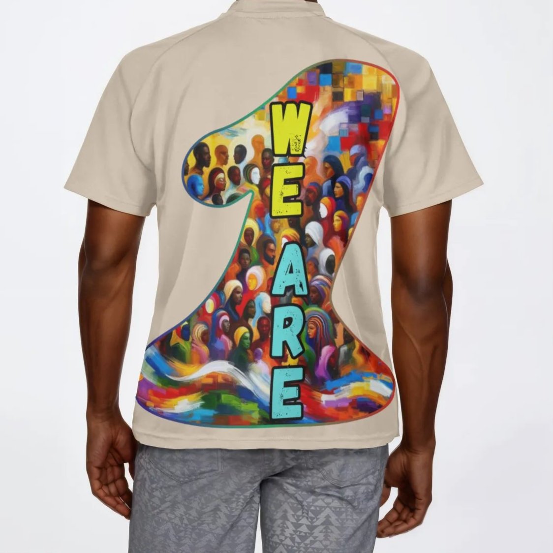 Men's V-Neck Polyester T-Shirt "We Are One"