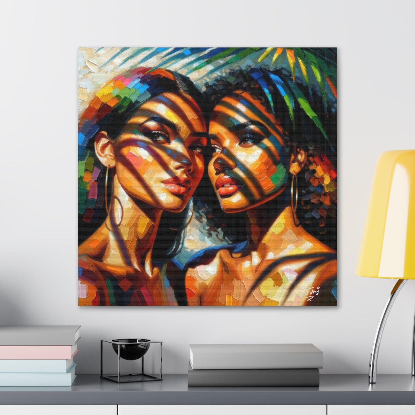 Art Print, Caribbean Women, "In the Shade" Oil Finish, West Indian Ethnicity, Cultural, Heritage, Canvas Gallery Wrap