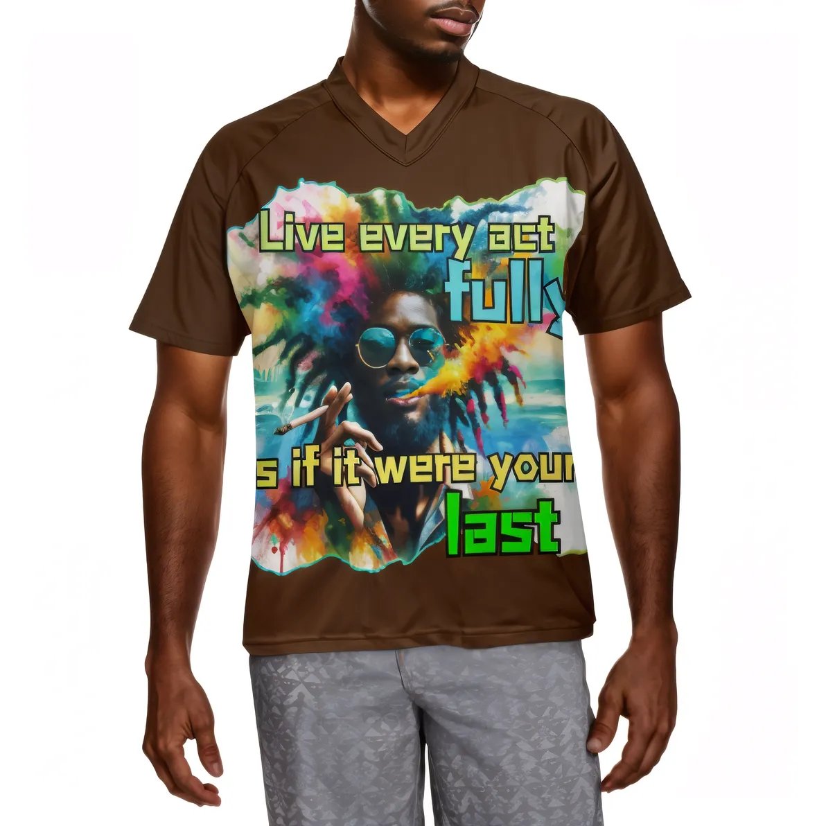 Men's V-Neck Polyester T-Shirt "Black Mental Health Matters"