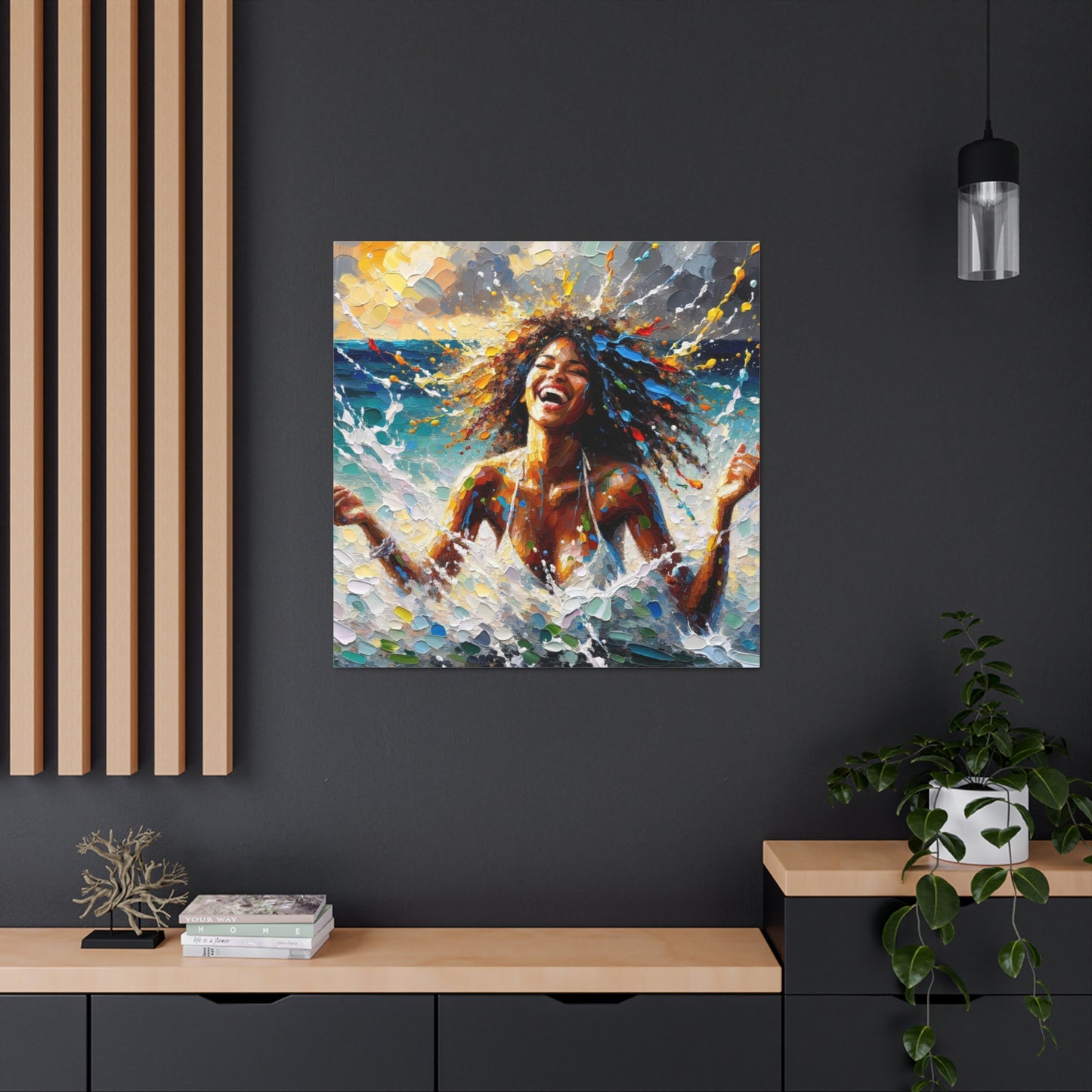 Art Print of Dougla Woman's Exhilaration Captured - Joy, Laughter, Color, Caribbean, Oil Finish, West Indian Art, Canvas Gallery Wraps