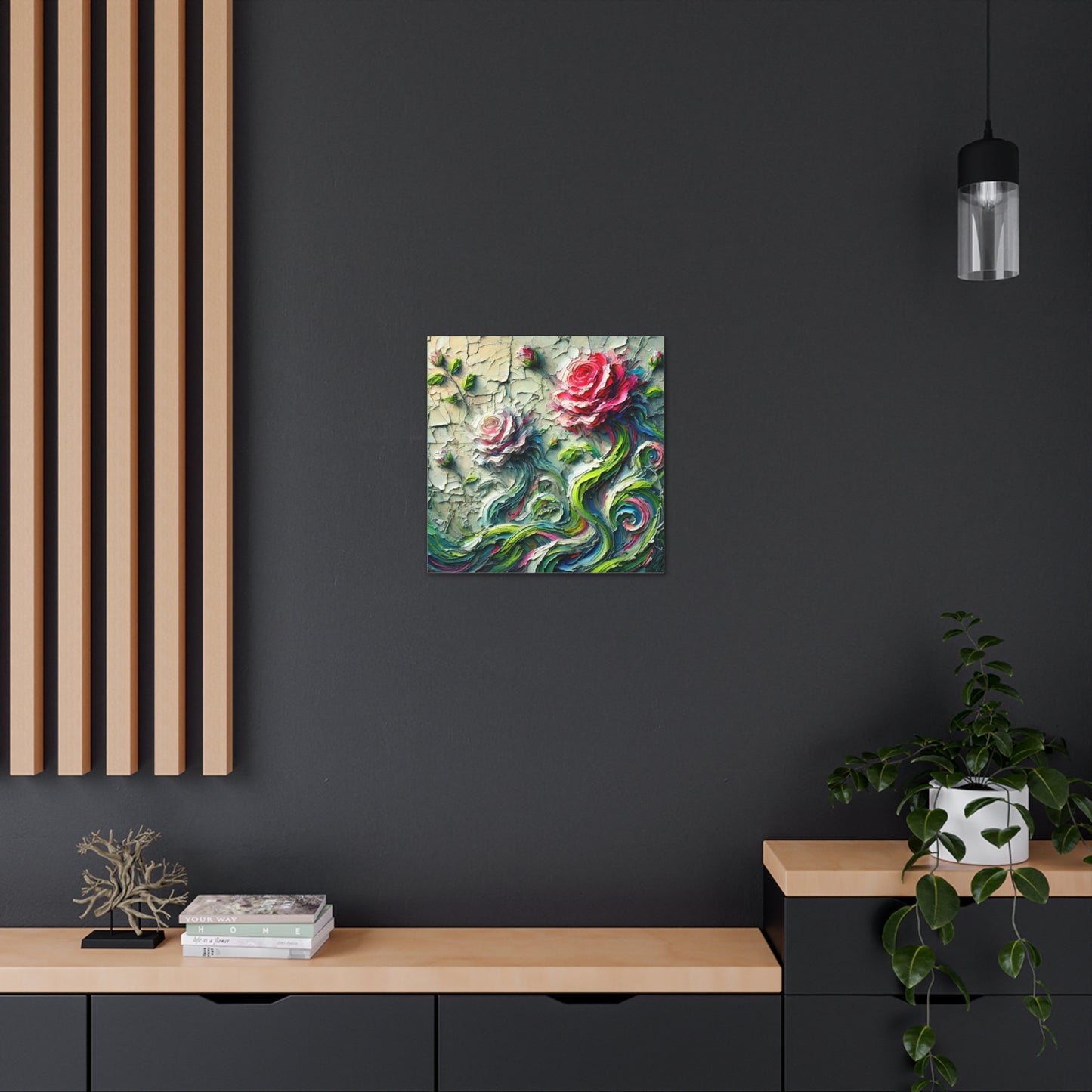 Art Print, "A Rose is a Still a Rose," Abstract Oil Finish, West Indian Art, Canvas Gallery Wraps