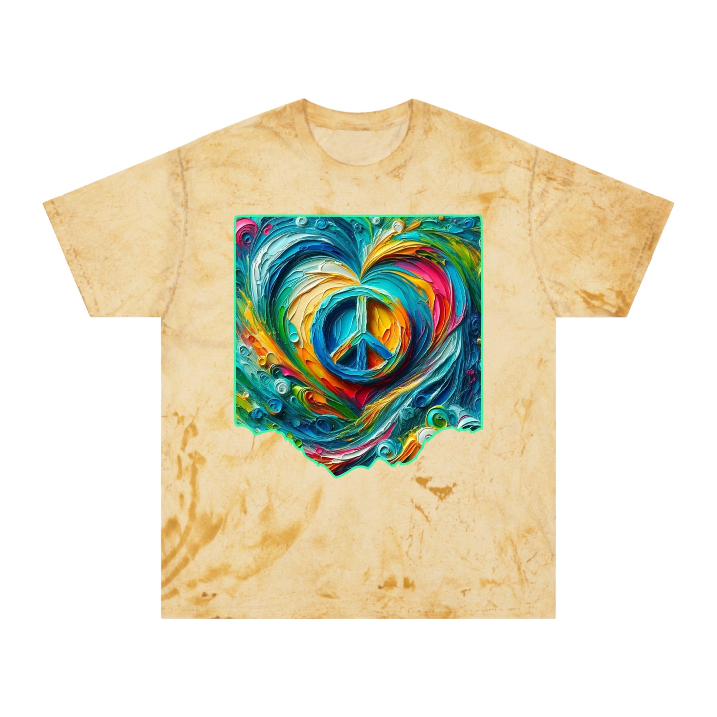 Unisex Color Blast T-Shirt "Peace & Love" One World, Self-Love, Anti-Racism, One Love, Unity, Inclusion, Diversity, Immigrant Outsiders, Cultural Identity, Black Excellence Empowerment Inspiration, FashionWithPurpose, ConsciousClothing