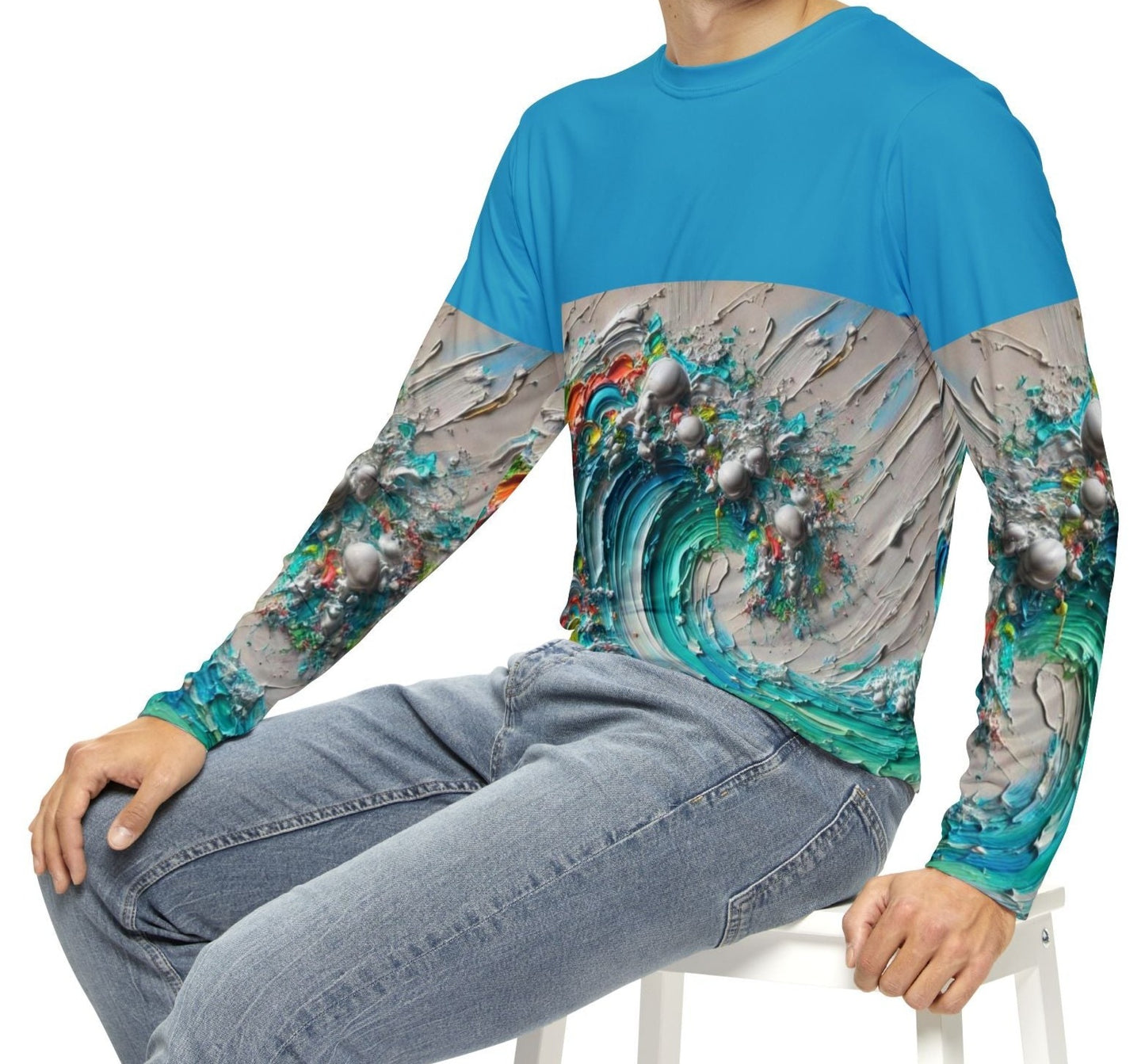 Men's Brushed Polyester Long Sleeve Shirt (AOP) Abstract Paint Print