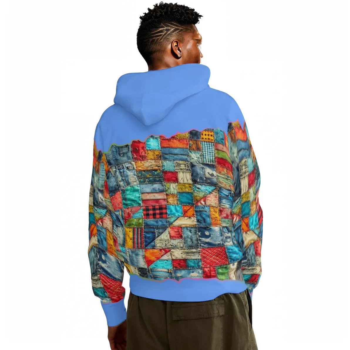 Men’s Adult Hoodie Set with Double-Layer Hood "Patchwork Print"