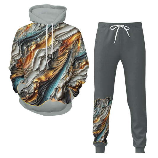 Men's Adult Hoodie Set with Double-Layer Hood "Abstract Paint Print"