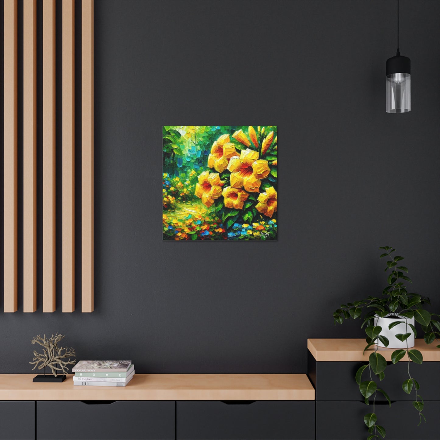 Art Print of Tropical Flowers, Oil Finish, West Indian Art, Canvas Gallery Wraps