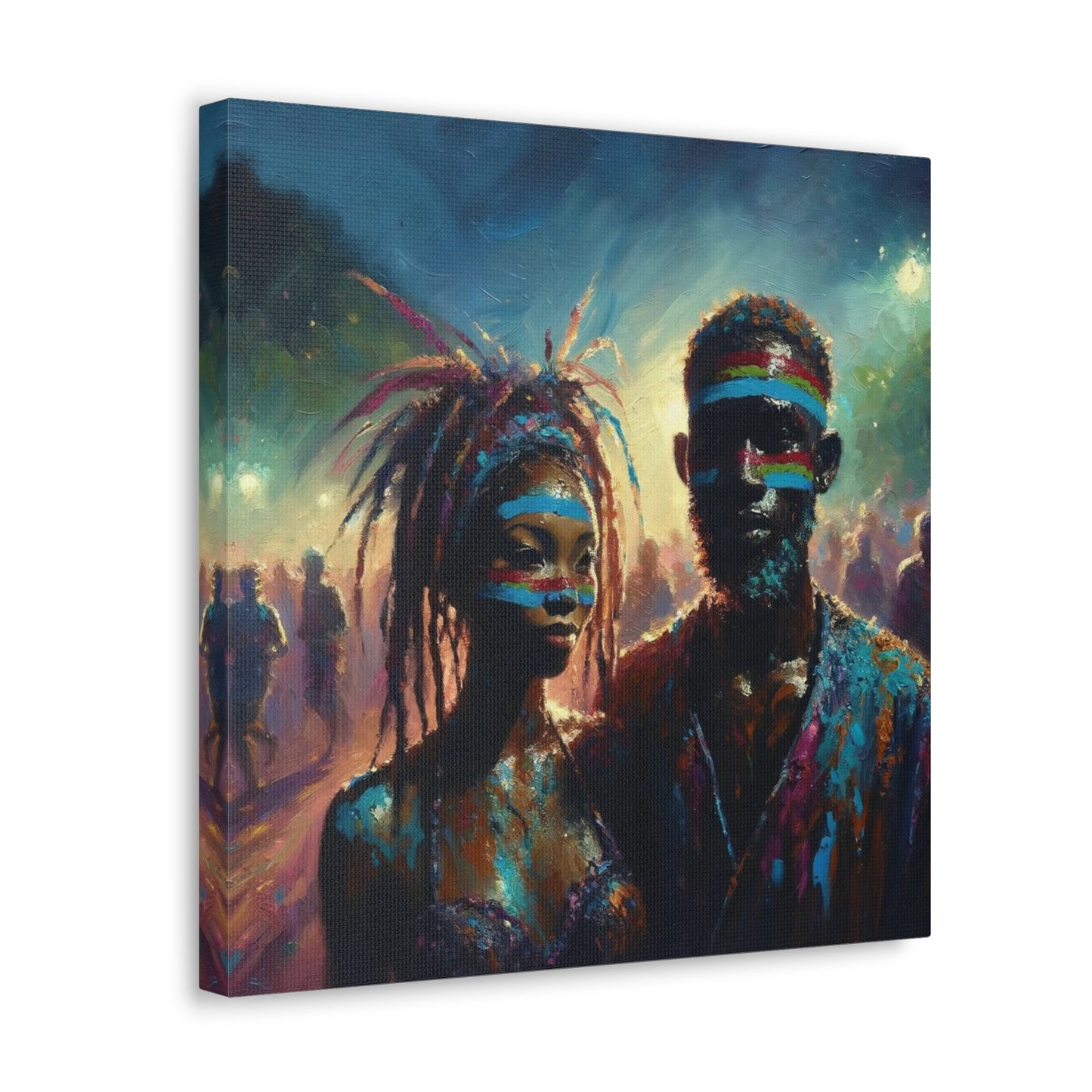 Art Print of Jouvert Morning, Afro-Caribbean Couple#2, Oil Finish, West Indian Ethnicity, Cultural, Heritage, Canvas Gallery Wraps