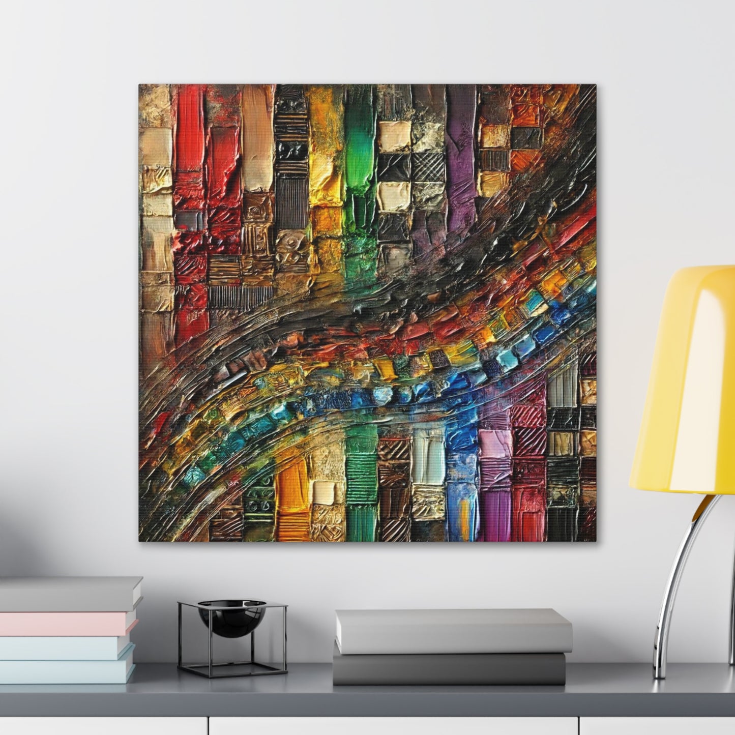 Art Print, African Print, Black Power, Abstract Oil Finish, Unity, One Love, Canvas Gallery Wrap