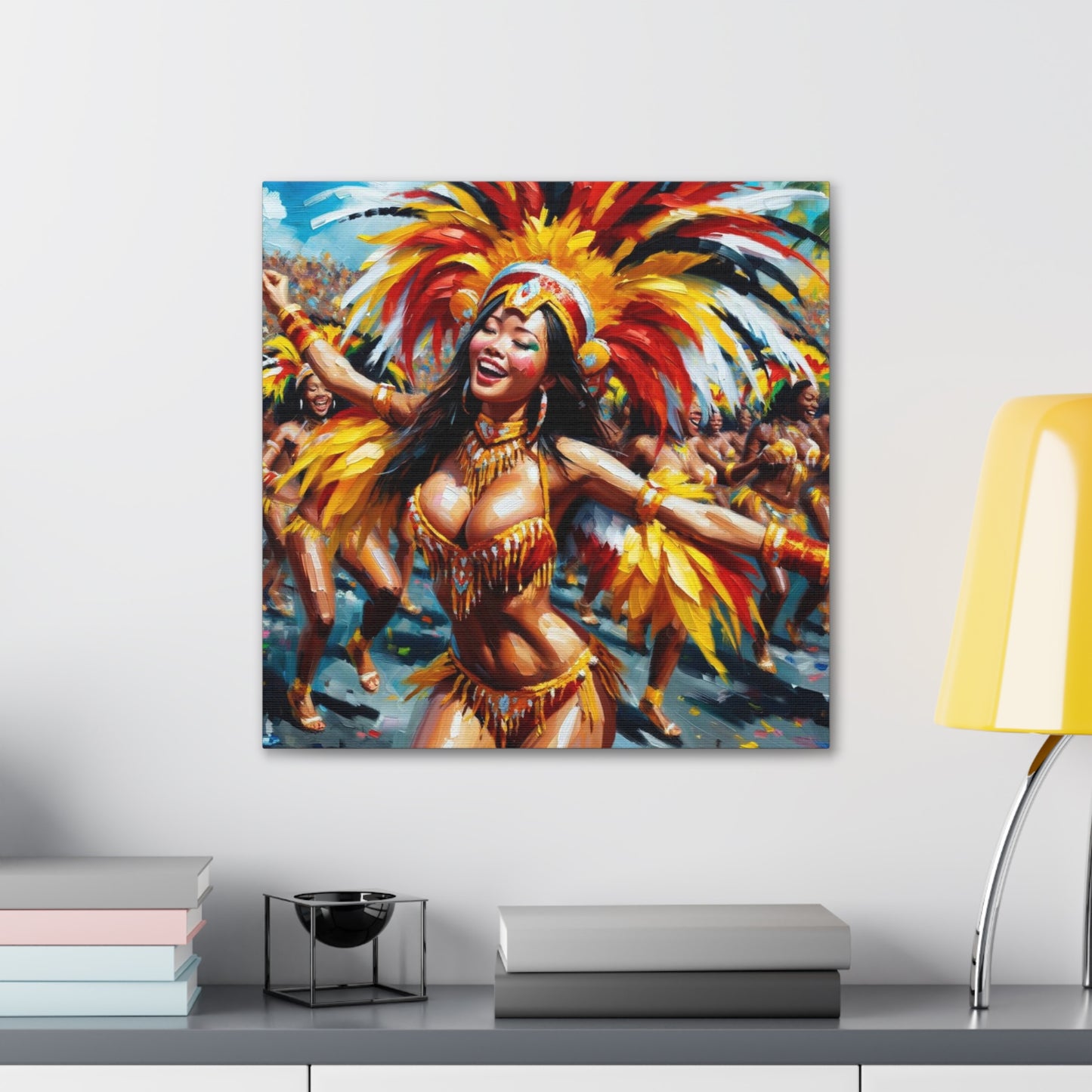 Art Print#7 of Trini Masquerader, Carnival, Oil Finish, West Indian Ethnicity, Cultural, Heritage, Art, Black Woman, Canvas Gallery Wraps