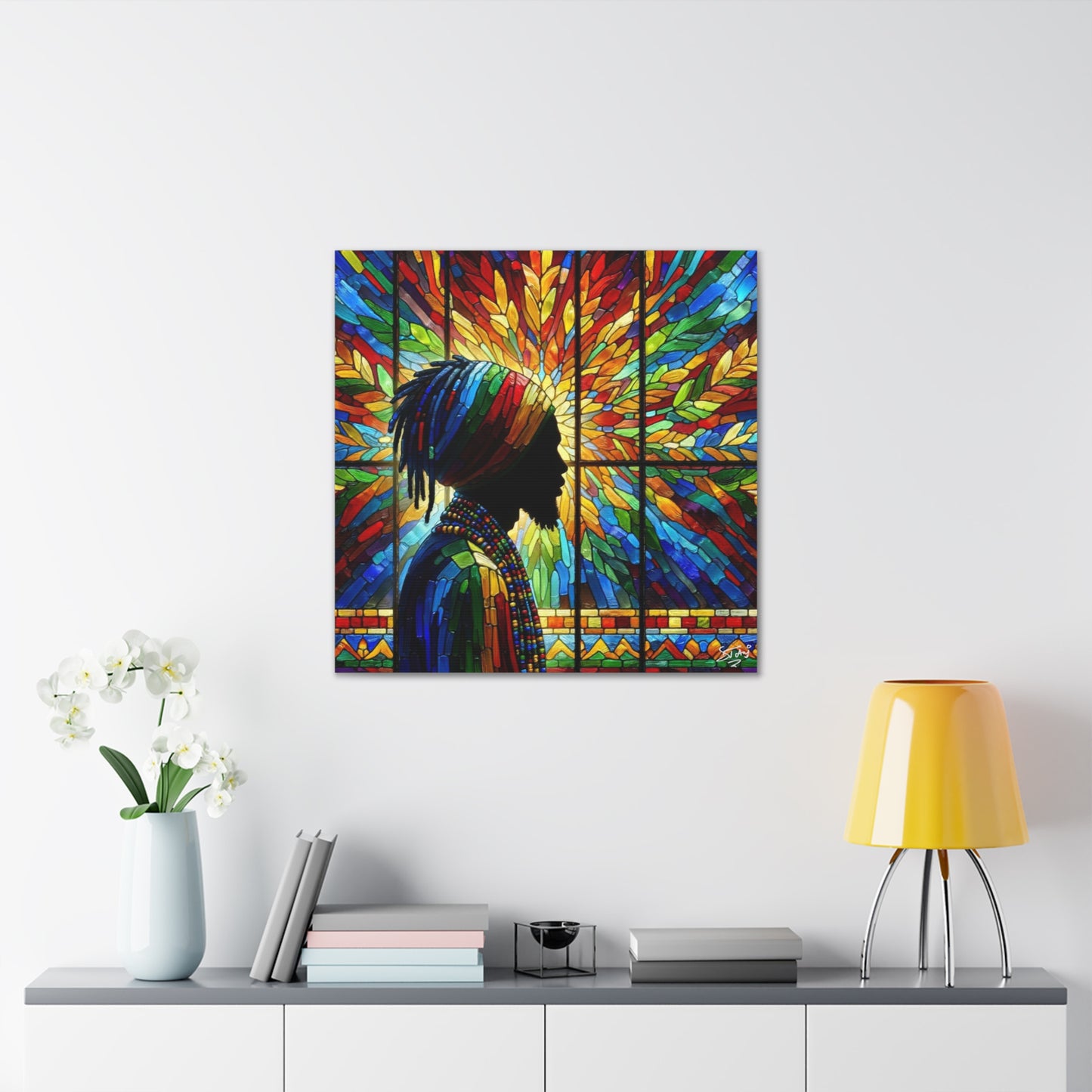 Art Print, Dreadlocks-Caribbean Man, Silhouette, Oil Finish, West Indian Ethnicity, Cultural, Heritage, Semi-Abstract, Canvas Gallery Wrap