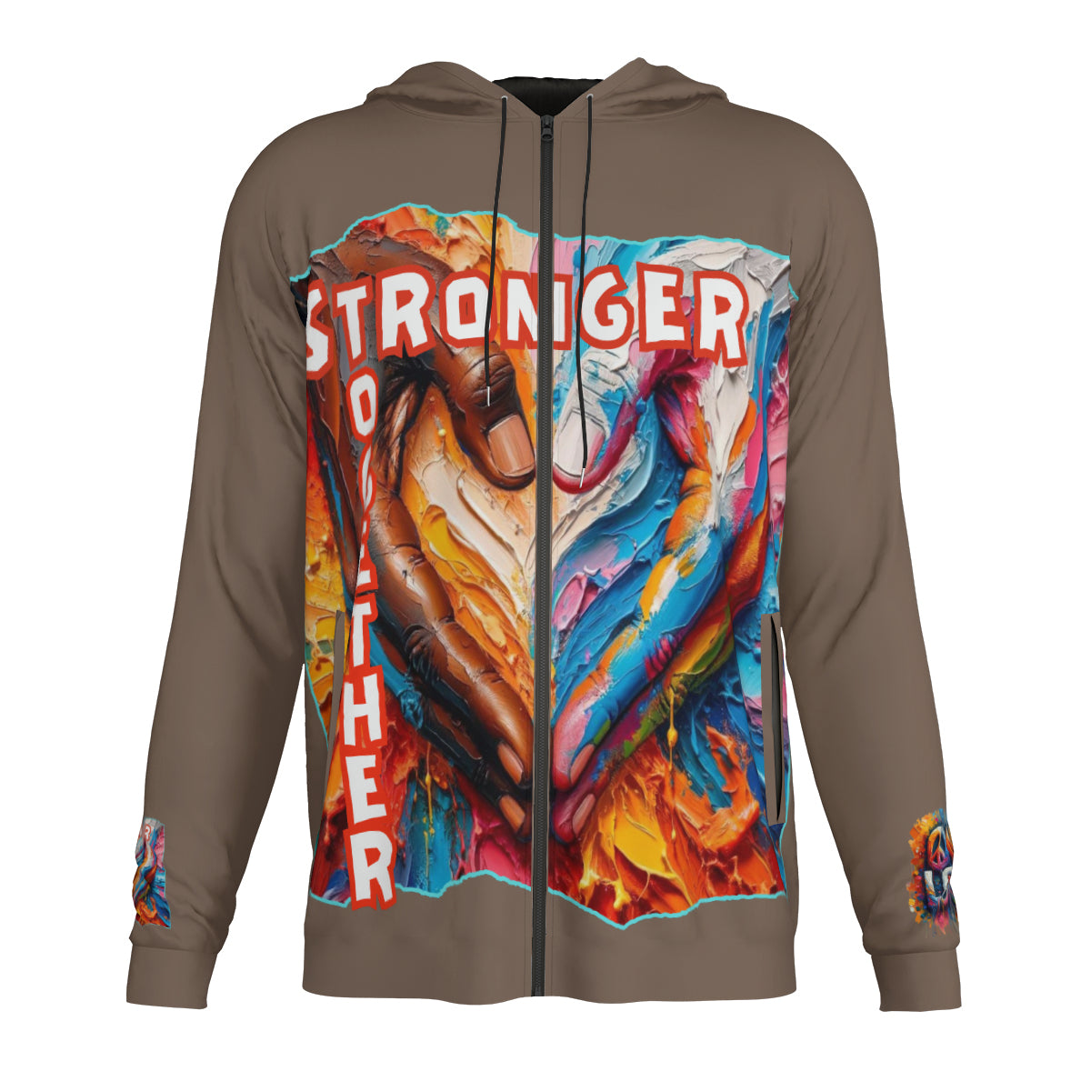 Men's Lightweight Zip Up Hoodie | Polyester "Stronger Together"