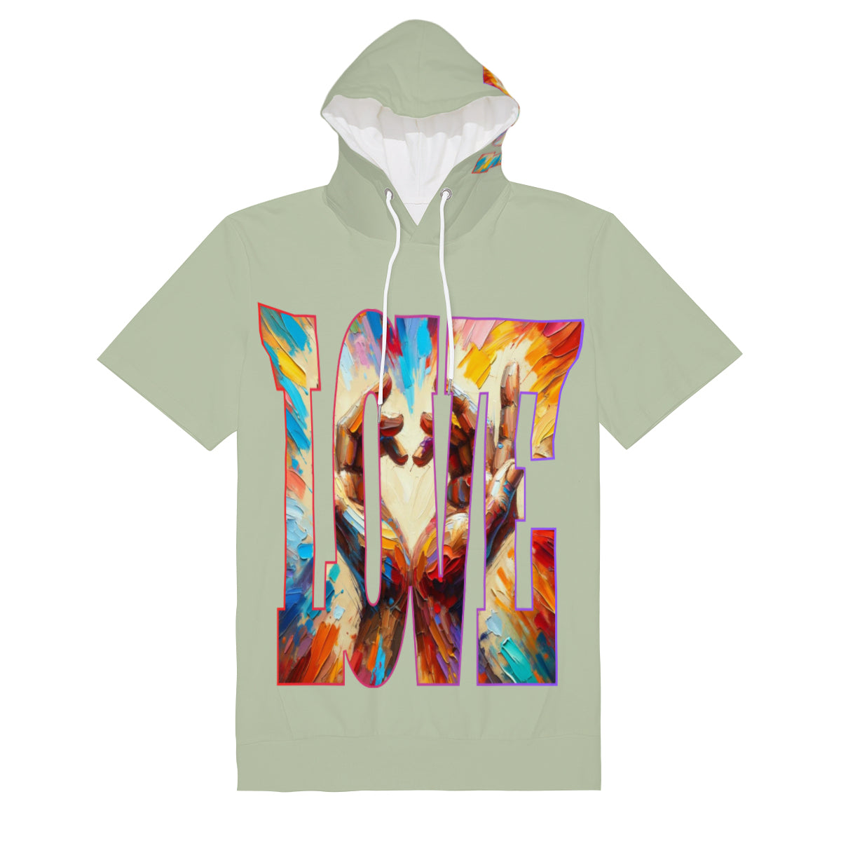 Men’s Cotton Hooded T-Shirt "Love Each Other"