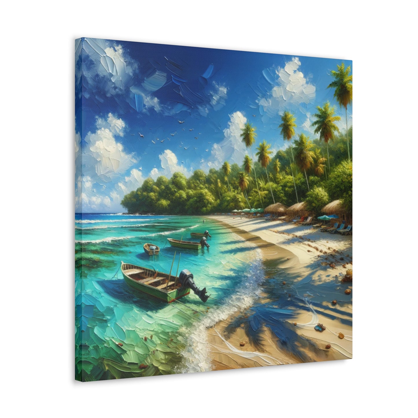 Art Print#2 of Caribbean Beach Scene, Swallows Beach, Tobago, West Indian Art, Canvas Gallery Wraps