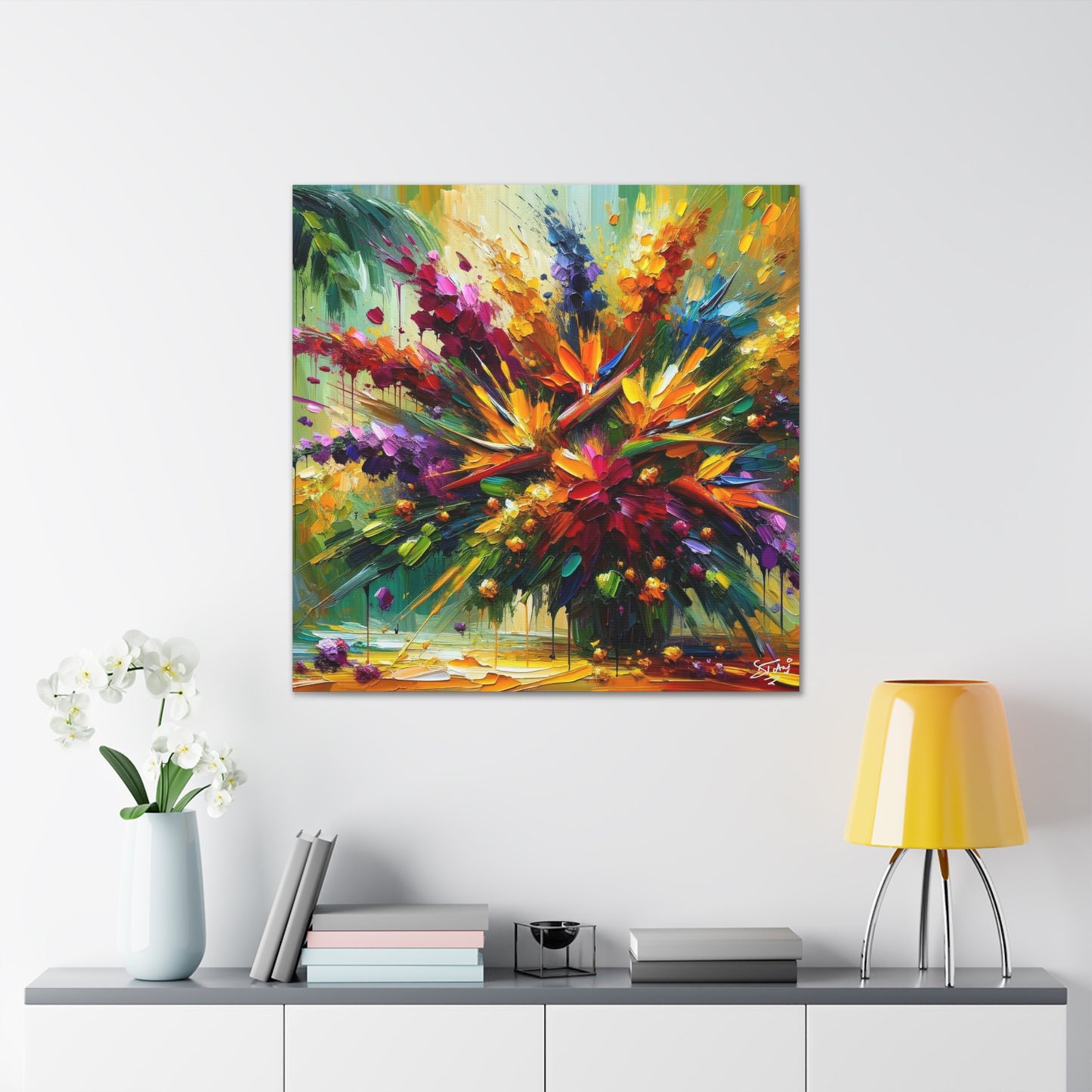 Art Print of Caribbean Bouquet, Oil Finish, West Indian Art, Canvas Gallery Wraps