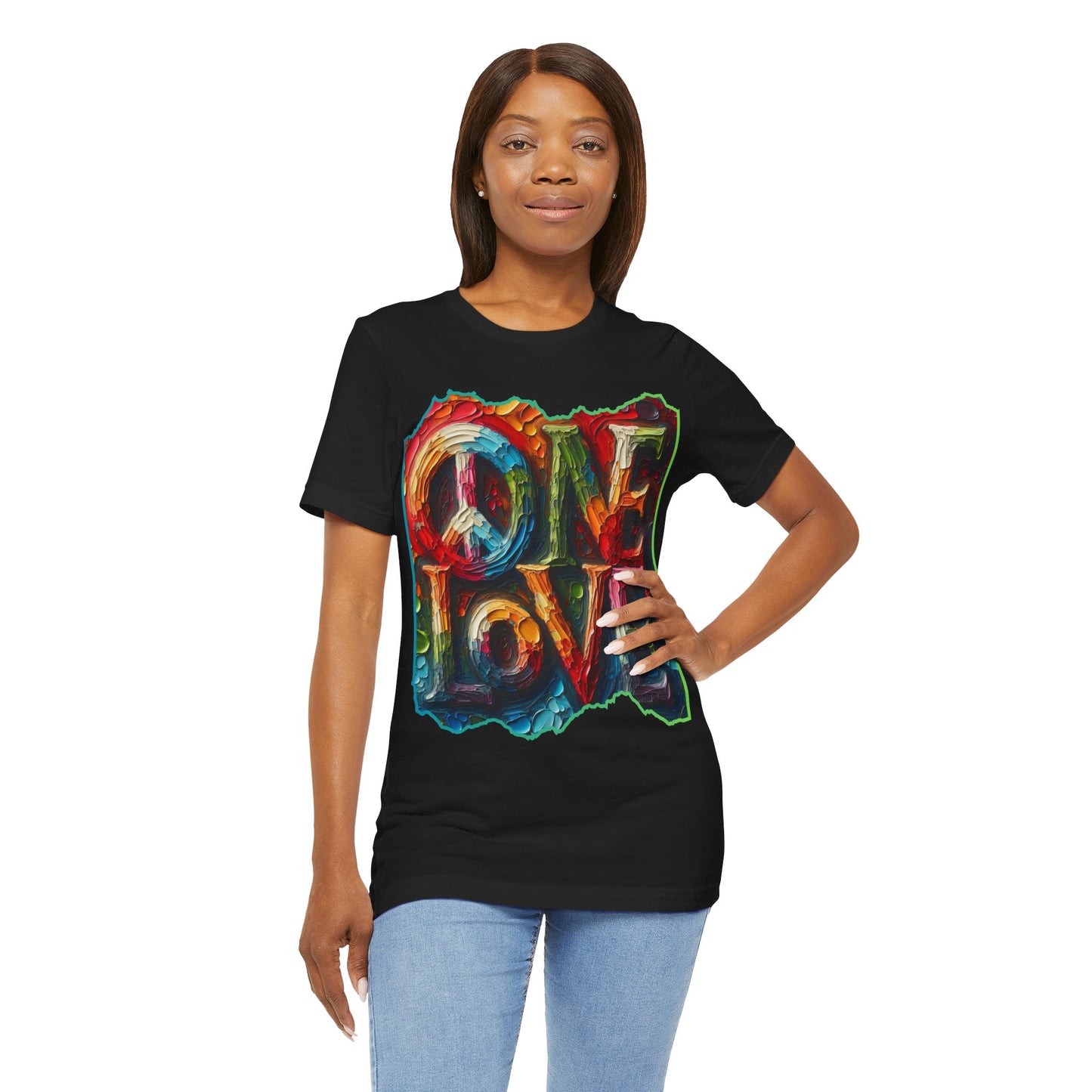 Unisex Jersey Short Sleeve Tee, "One Love" Imposter Syndrome, Mental Wellness, Stress Relief, Self-Awareness, Unity, Inclusion, Anti-Racism, One Love, Inclusion, DEI, Diversity