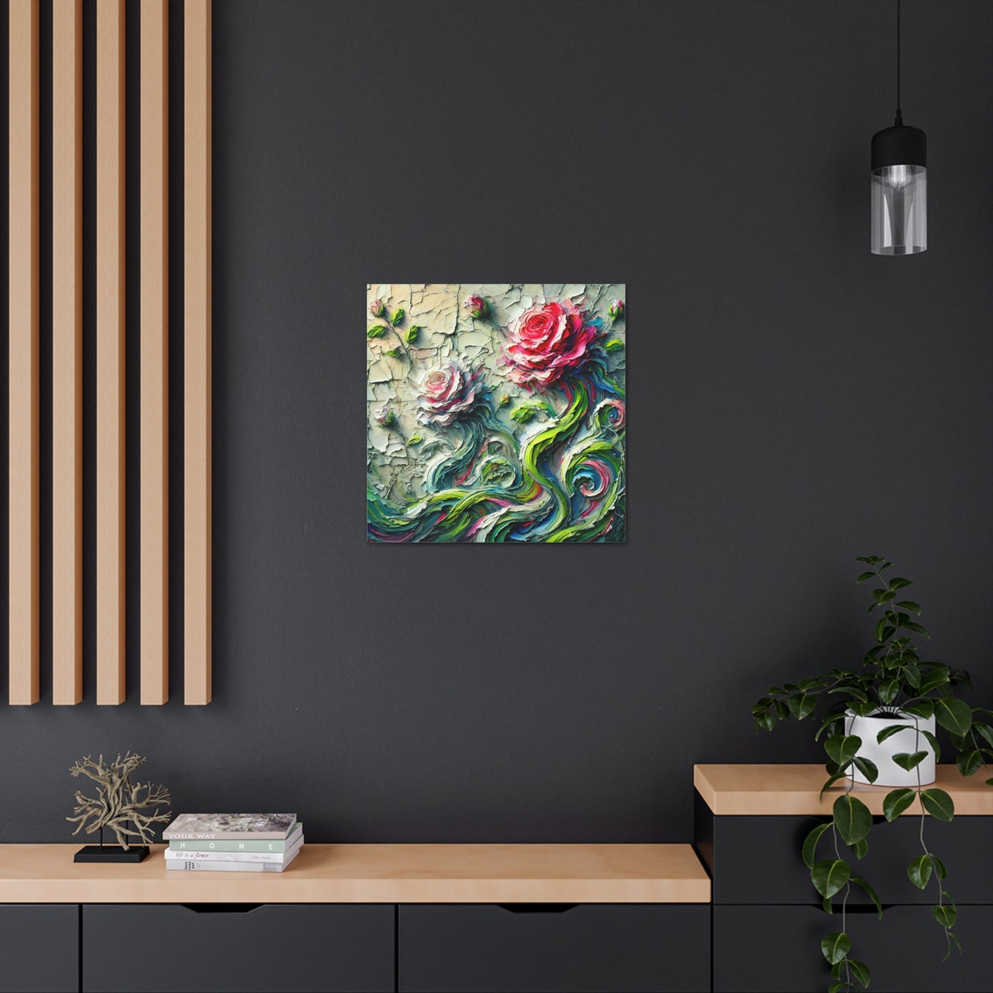 Art Print, "A Rose is a Still a Rose," Abstract Oil Finish, West Indian Art, Canvas Gallery Wraps