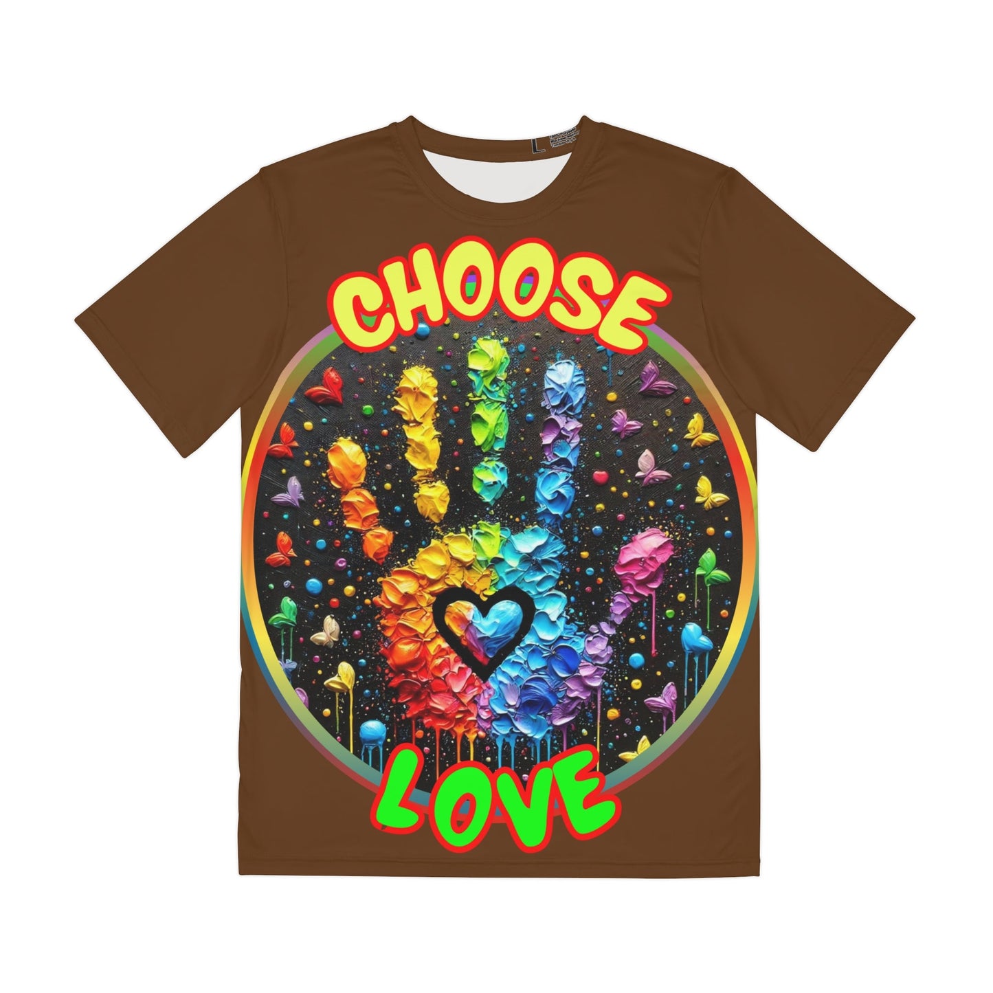 Men's Brushed Polyester Short Sleeve Tee (AOP), "Choose Love"