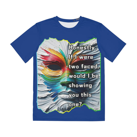 Men's Brushed Polyester Short Sleeve Tee (AOP), "Two Faced"