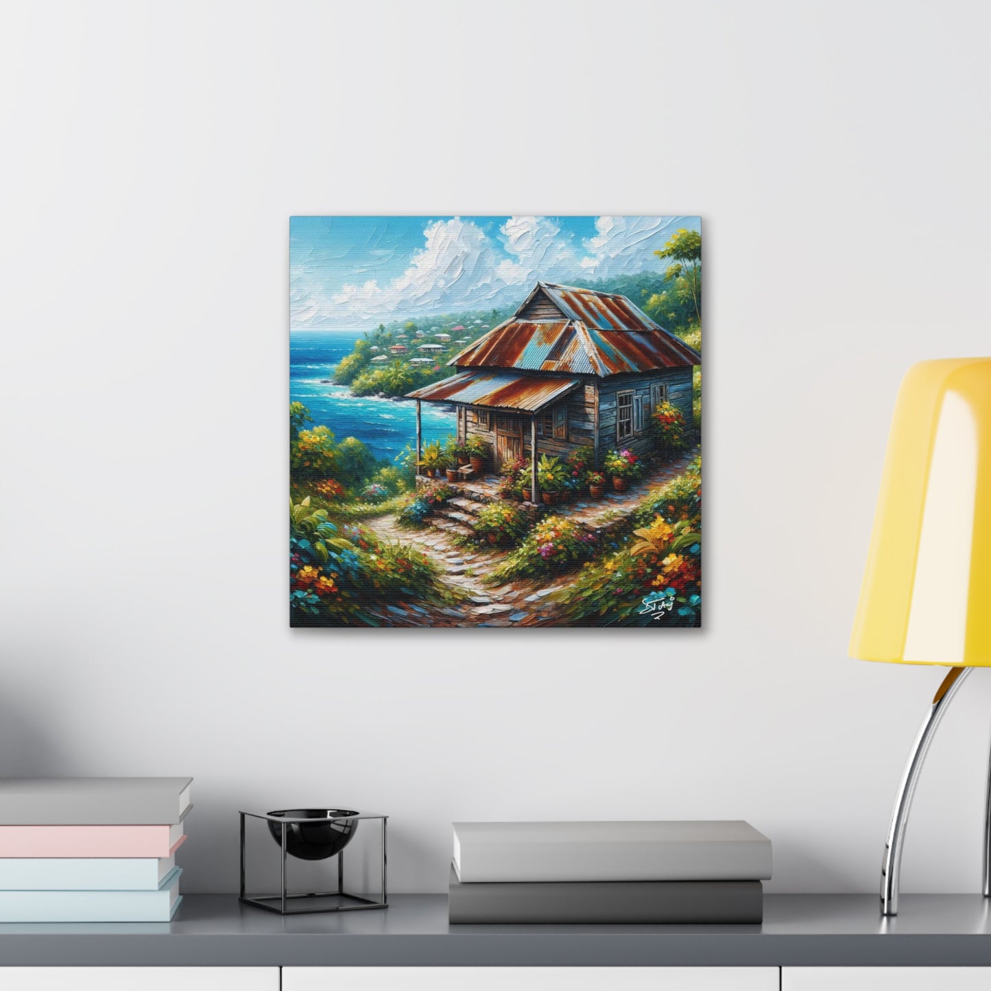 Art Print, Old Wooden House in the Trinidad and Tobago Countryside, Oil Paint Finish, Caribbean, West Indies, Canvas Gallery Wraps