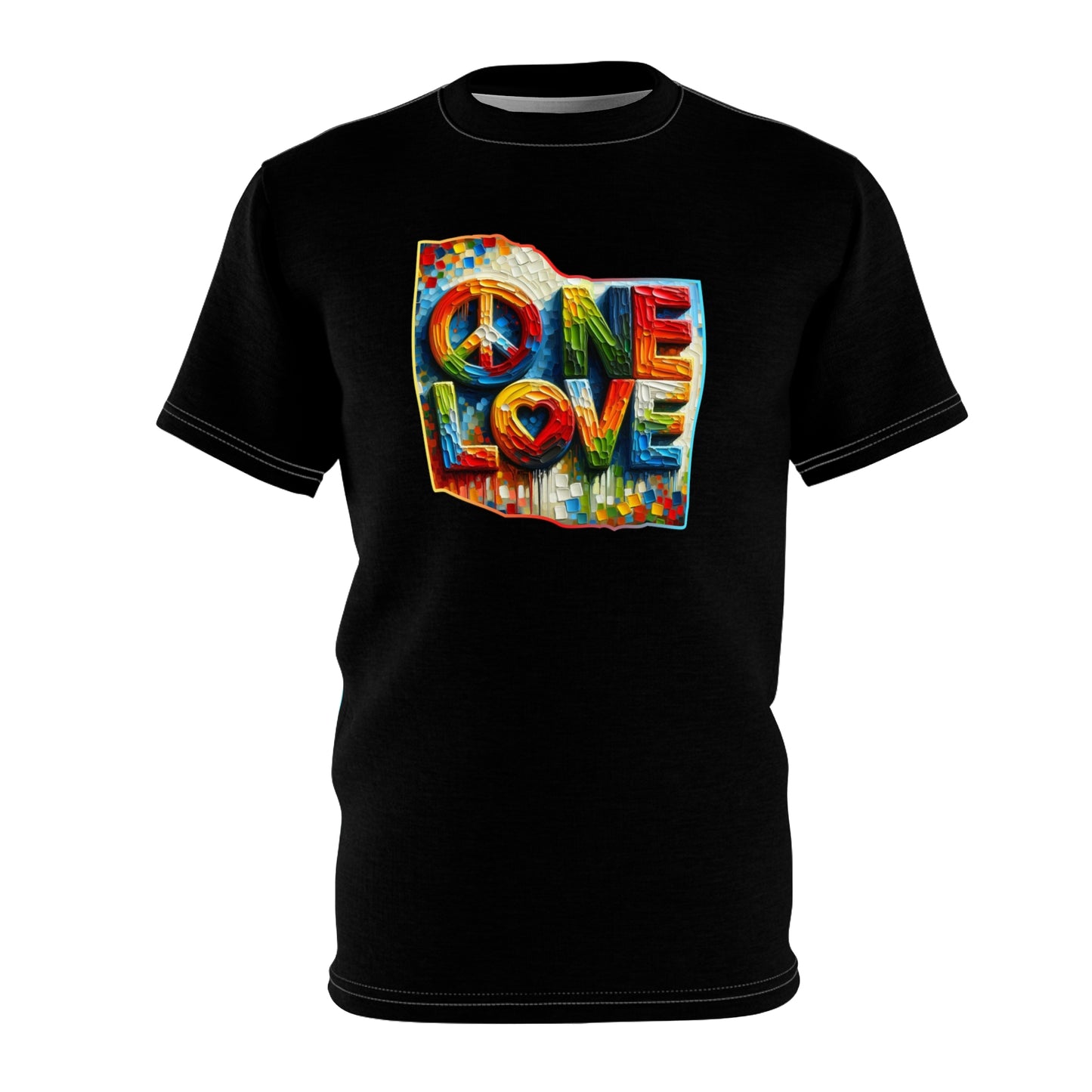 Unisex Cut & Sew Tee (AOP), "One Love"