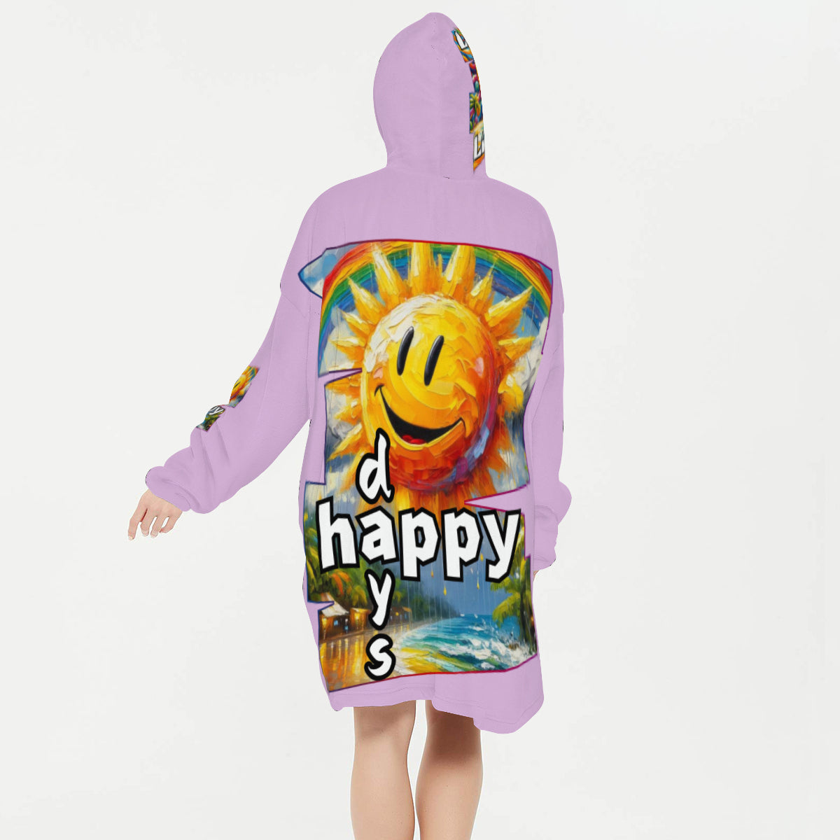 Flannel Sleeper Blanket Hoodie | "Love Life, Happy Days"