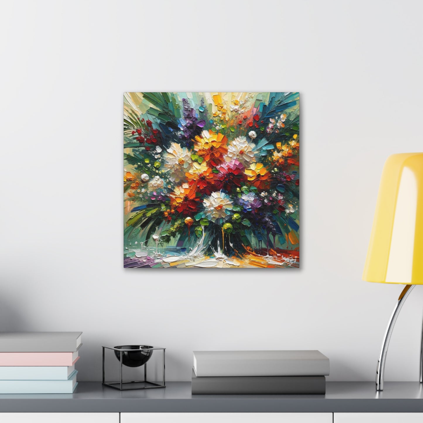 Art Print, Caribbean Flowers, Oil Finish, Caribbean Nature, Cultural, Heritage, Semi-Abstract, Canvas Gallery Wrap