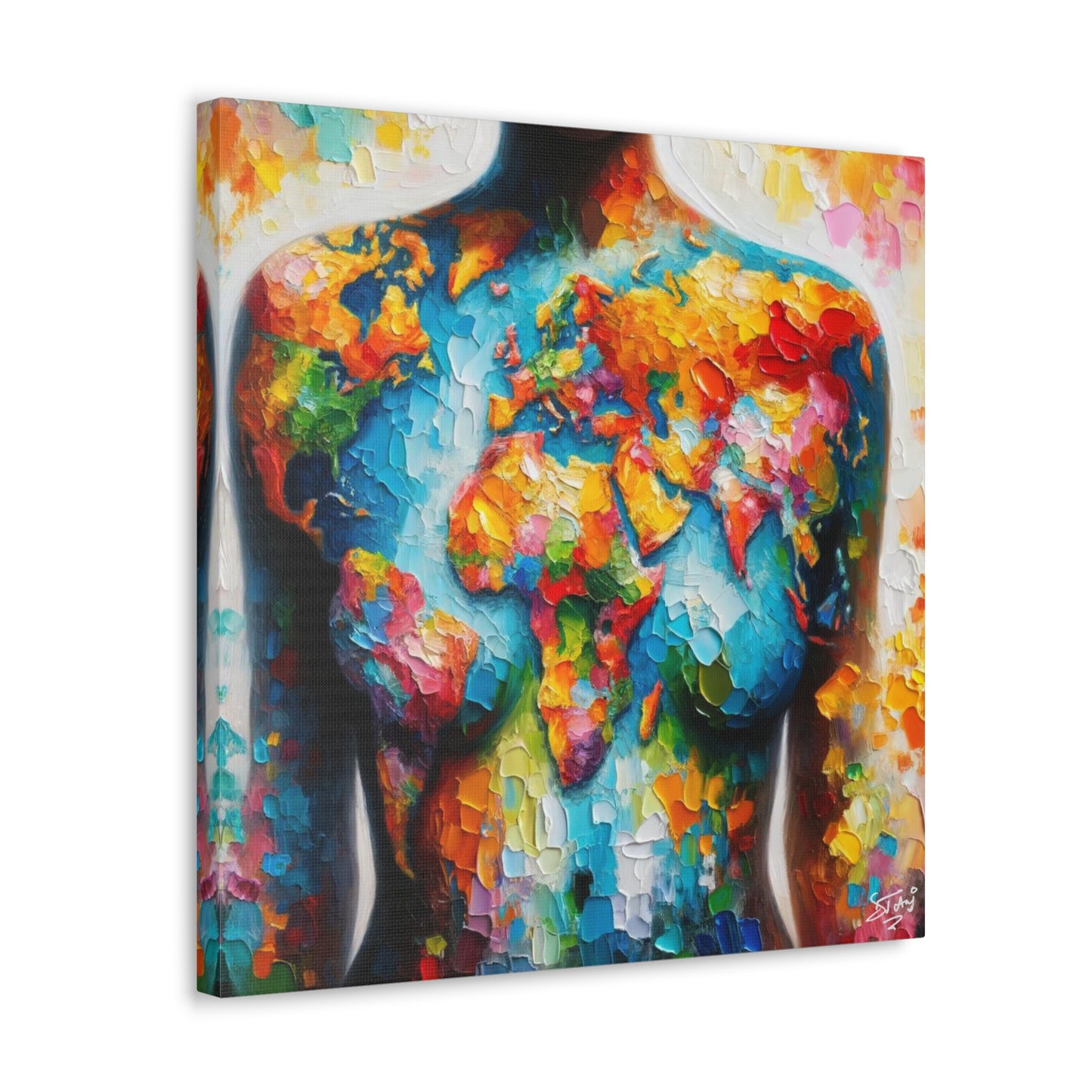 Art Print, African Woman, "World Unity," Oil Finish, One Love, West Indian Ethnicity, Cultural, Heritage, Semi-Abstract, Canvas Gallery Wrap