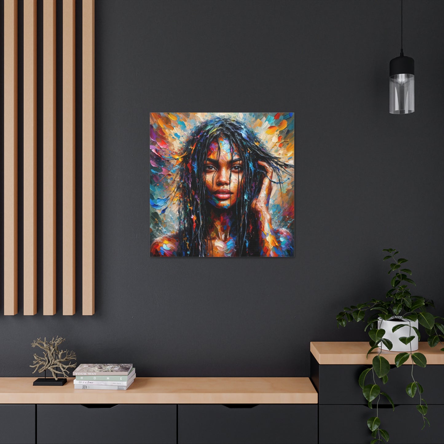 Art Print#6 of Trini Woman - Chilling in the Caribbean Sea, Oil Finish, West Indian Ethnicity, Cultural, Heritage Art, Canvas Gallery Wraps