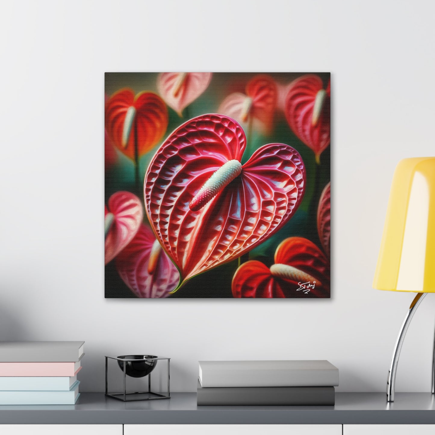 Print #2 of Anthurium flowers with a vibrant, oil-painted finish, Canvas Gallery Wraps