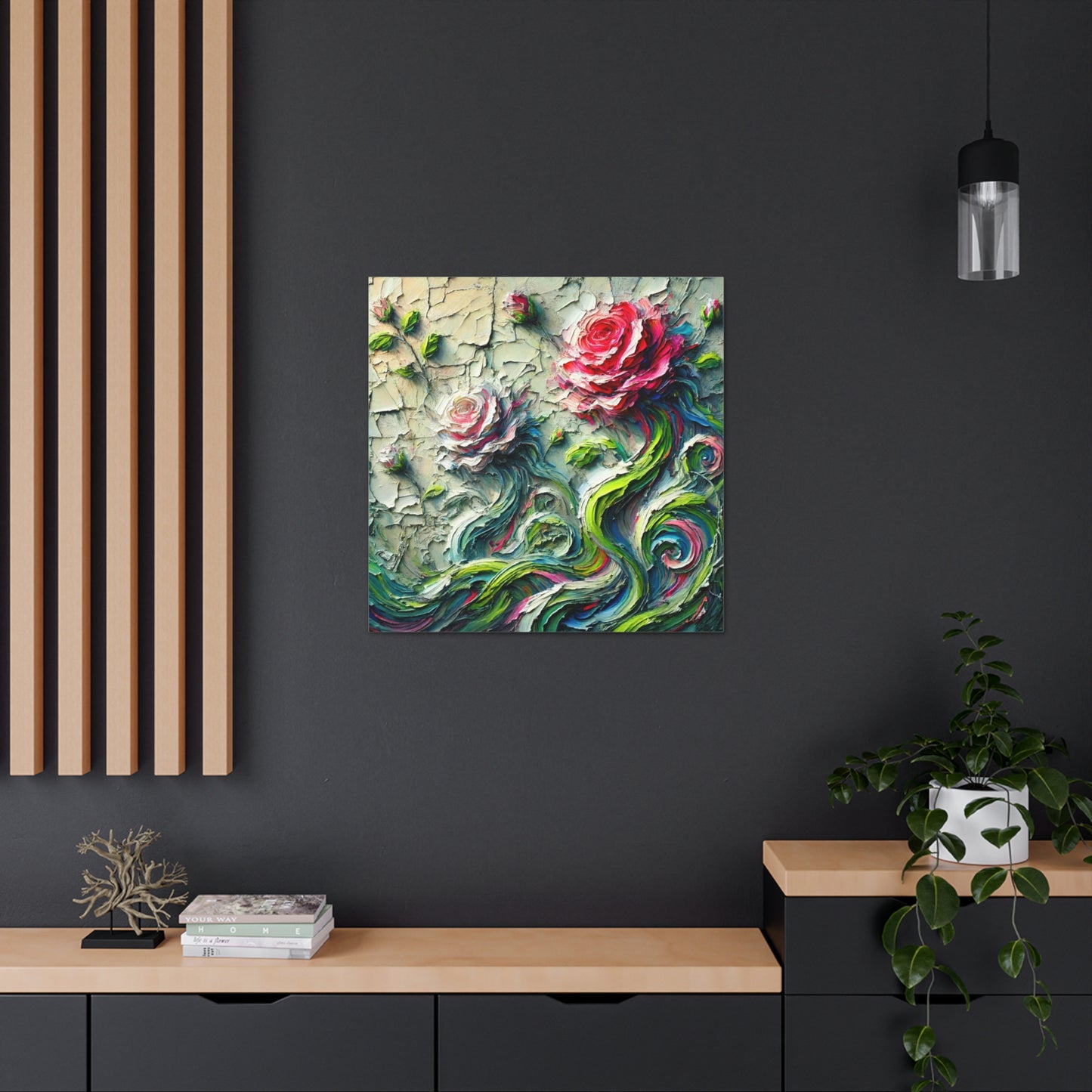 Art Print, "A Rose is a Still a Rose," Abstract Oil Finish, West Indian Art, Canvas Gallery Wraps