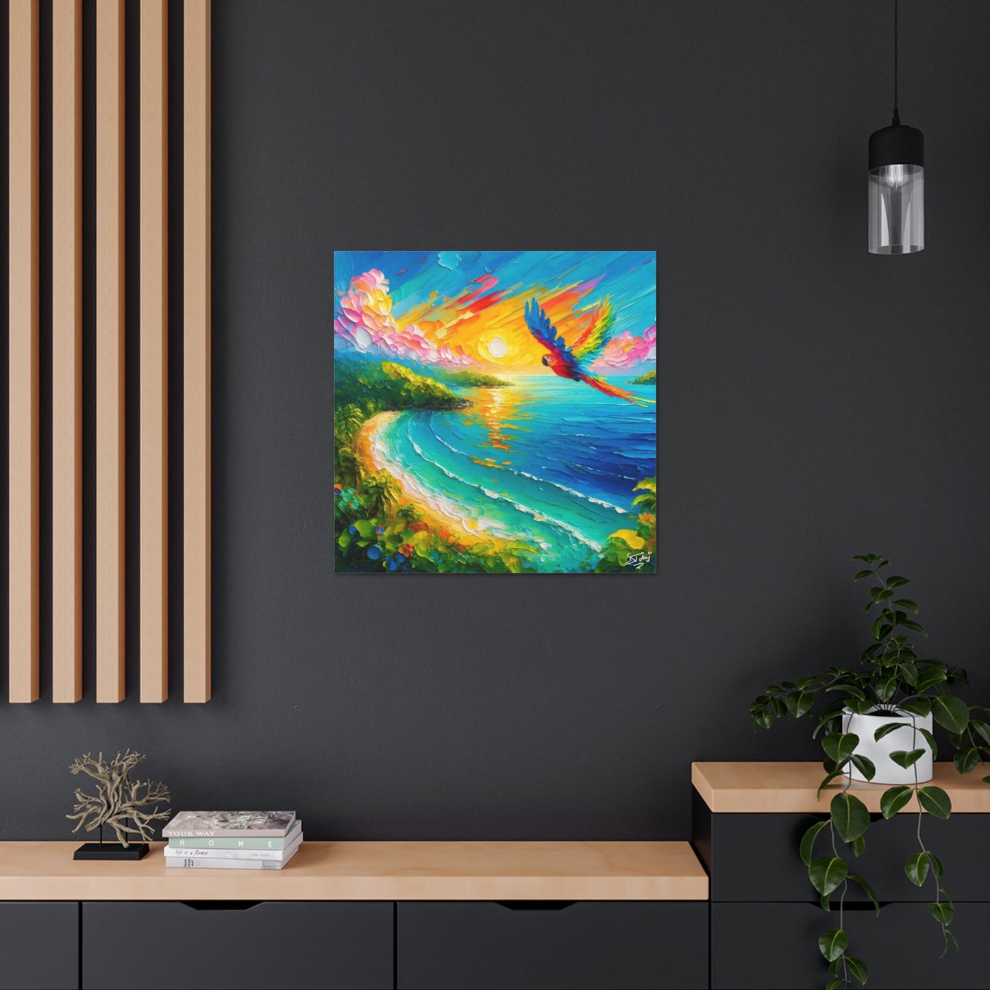 Art Print of Caribbean Beach Scene, West Indian Art, Canvas Gallery Wraps