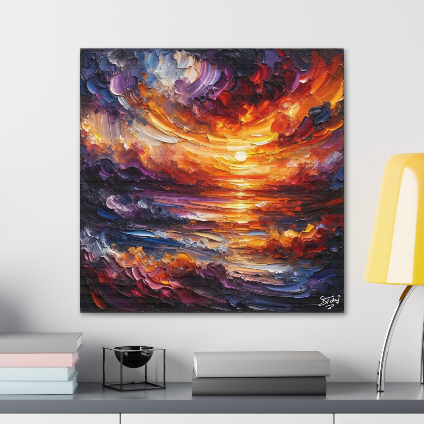 Art Print of Caribbean Sunset, Abstract, Oil Painting, West Indian Art, Canvas Gallery Wraps