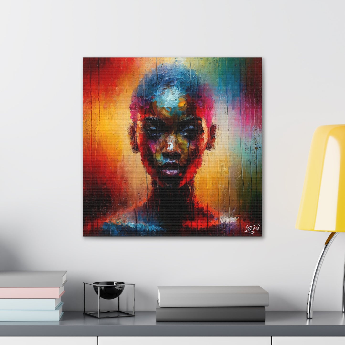 Art Print, Afro-Caribbean Woman in Sauna (2), Oil Finish, West Indian Ethnicity, Cultural, Heritage, Semi-Abstract, Canvas Gallery Wrap