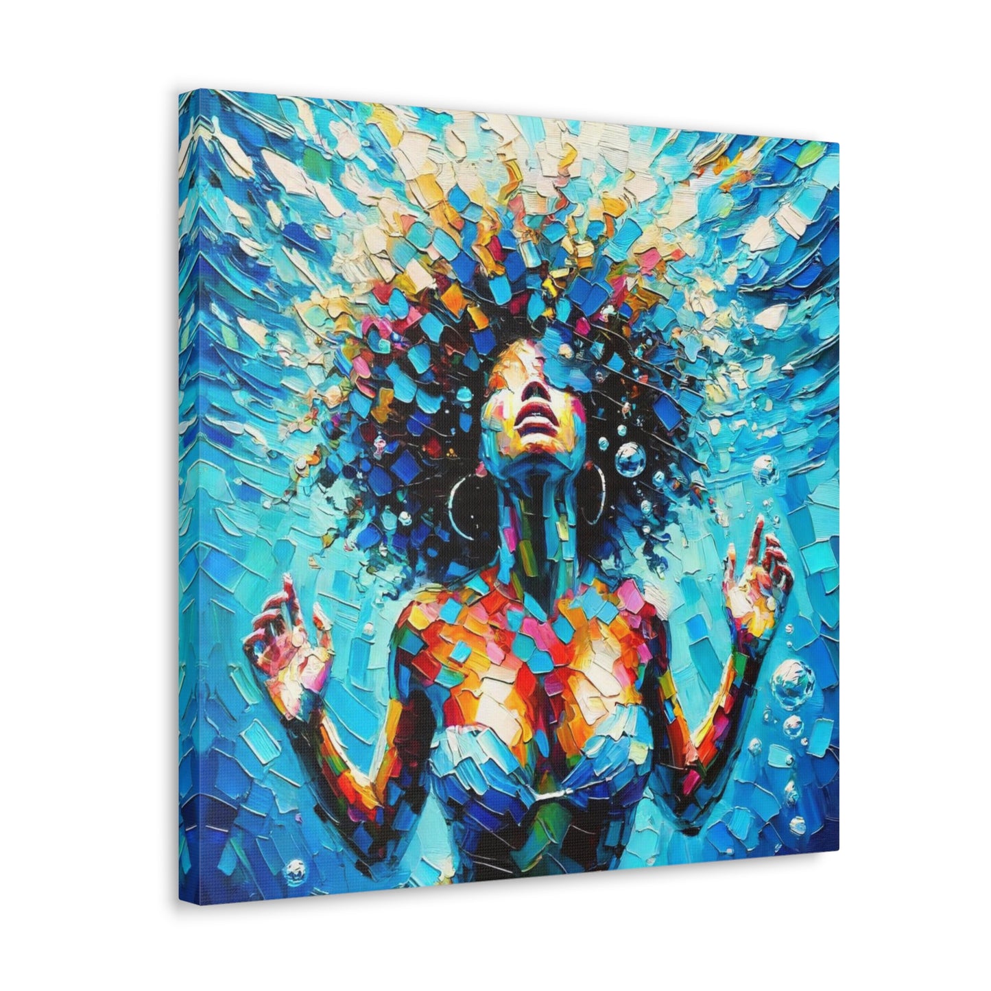 Art Print, Afro-Caribbean Woman, "Submerged" Abstract Oil Finish, West Indian Ethnicity, Cultural, Heritage, Abstract, Canvas Gallery Wrap