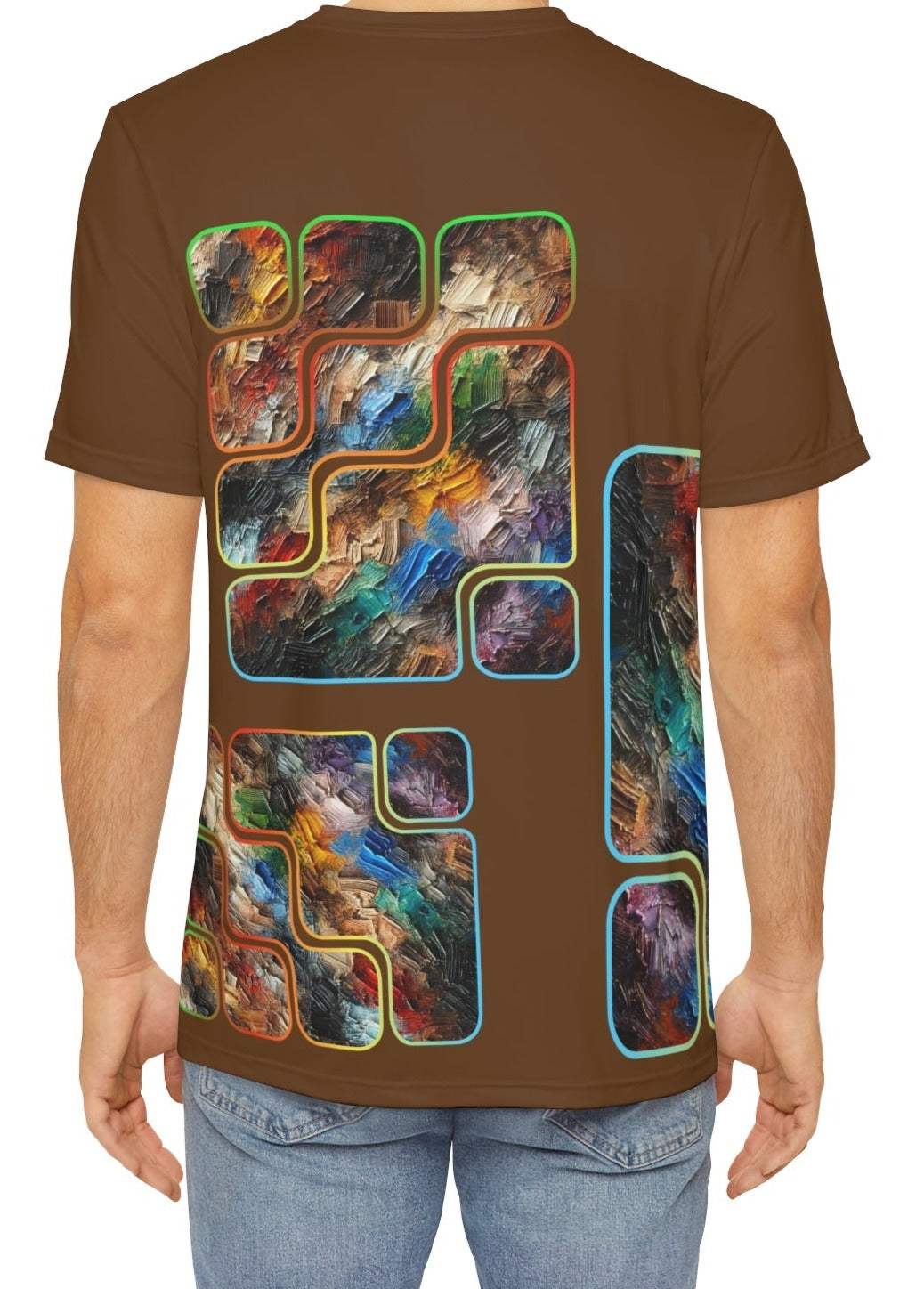 Men's Brushed Polyester Short Sleeve Tee (AOP), "Abstract African Print"