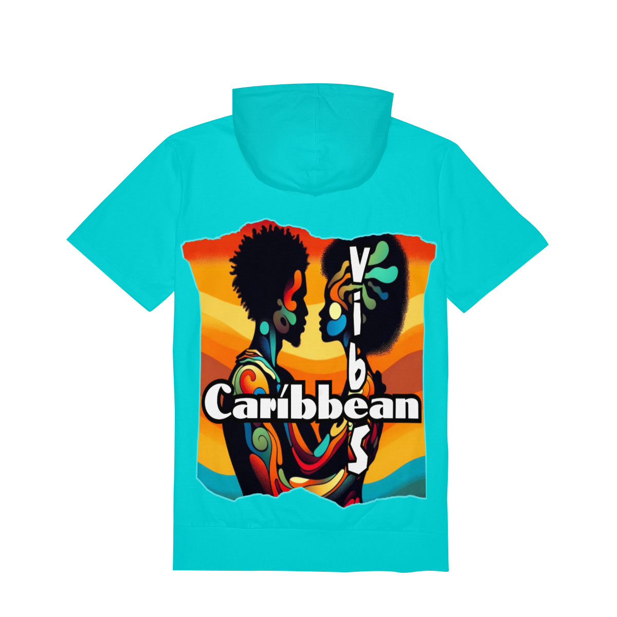 Men’s Cotton Hooded T-Shirt "Feel the Vibe, Caribbean Vibes"