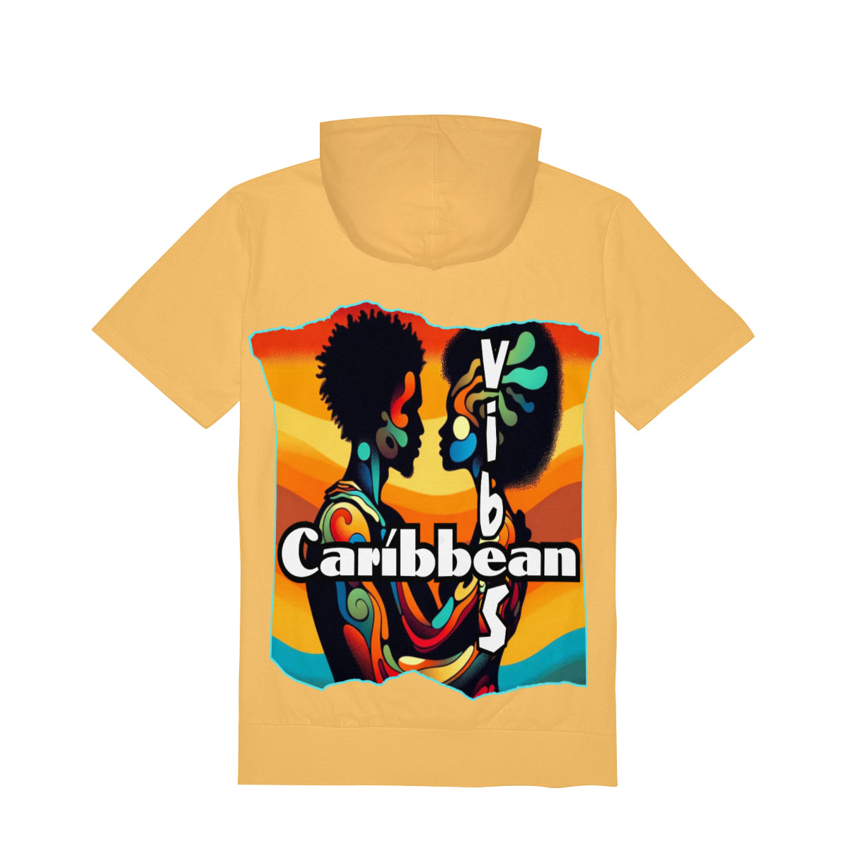 Men’s Cotton Hooded T-Shirt "Feel the Vibe, Caribbean Vibes"