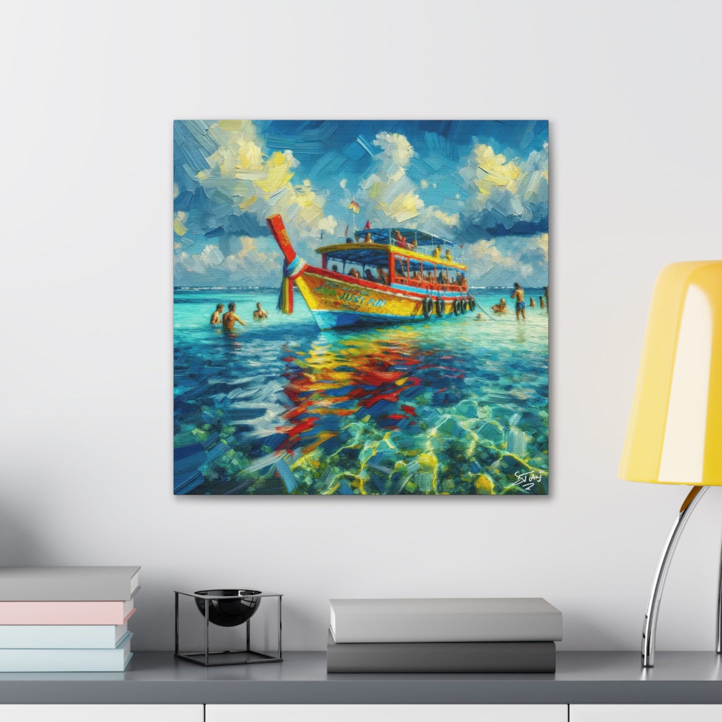 Art Print of Caribbean Beach Scene, Nylon Pool, Tobago, West Indian Art, Canvas Gallery Wraps