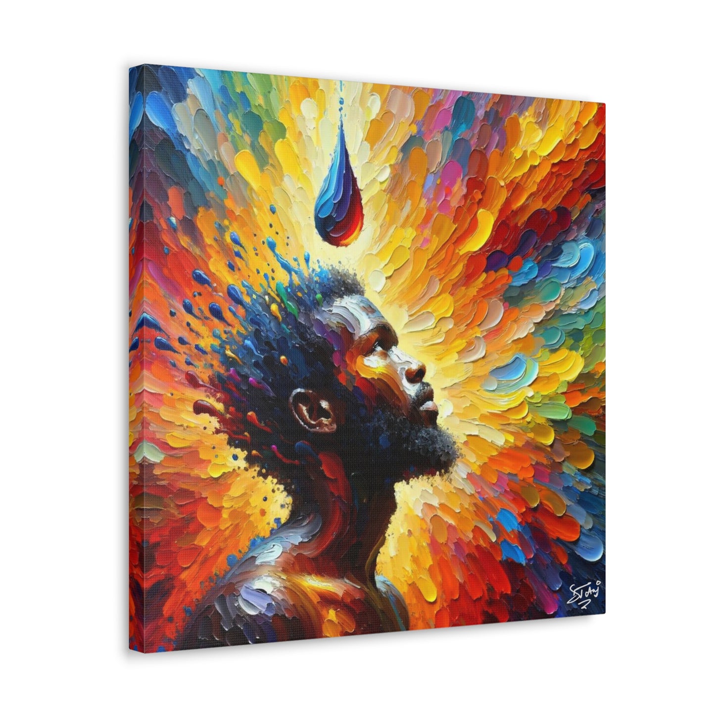 Art Print, Afro-Caribbean Man, "One Drop" Oil Finish, West Indian Ethnicity, Cultural, Heritage, Abstract, Canvas Gallery Wrap