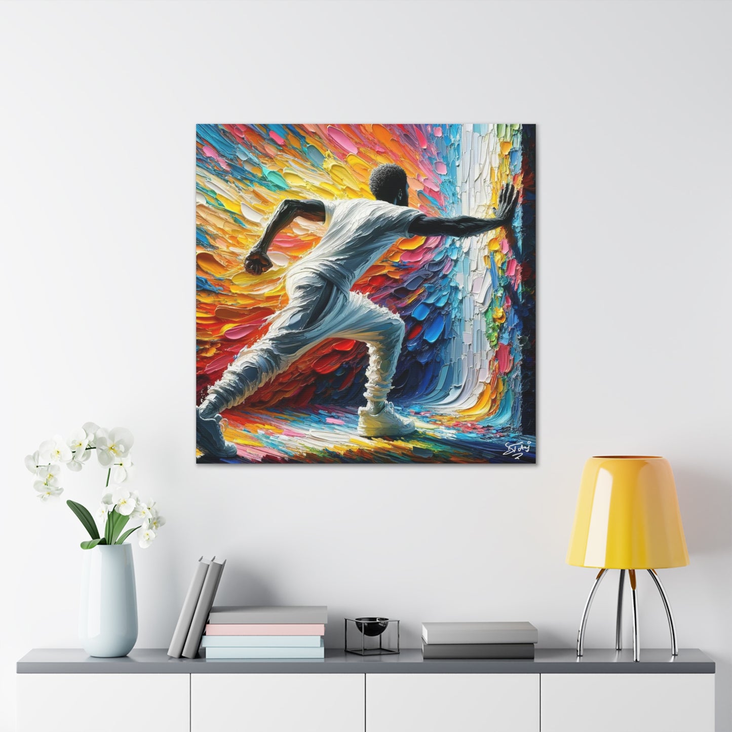 Art Print, Afro-Caribbean Man "The Resistance (2)," Oil Finish, West Indian Ethnicity, Cultural, Heritage, Semi-Abstract, Canvas Gallery Wrap